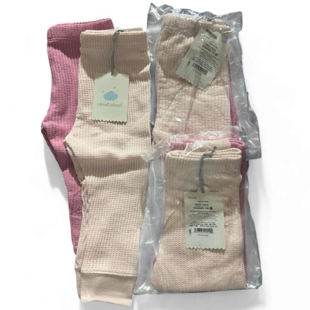 Cloud Island Baby Girls' Size 12 Months 6Pk Pink Waffle Knit Pull-On-Pants - NWT